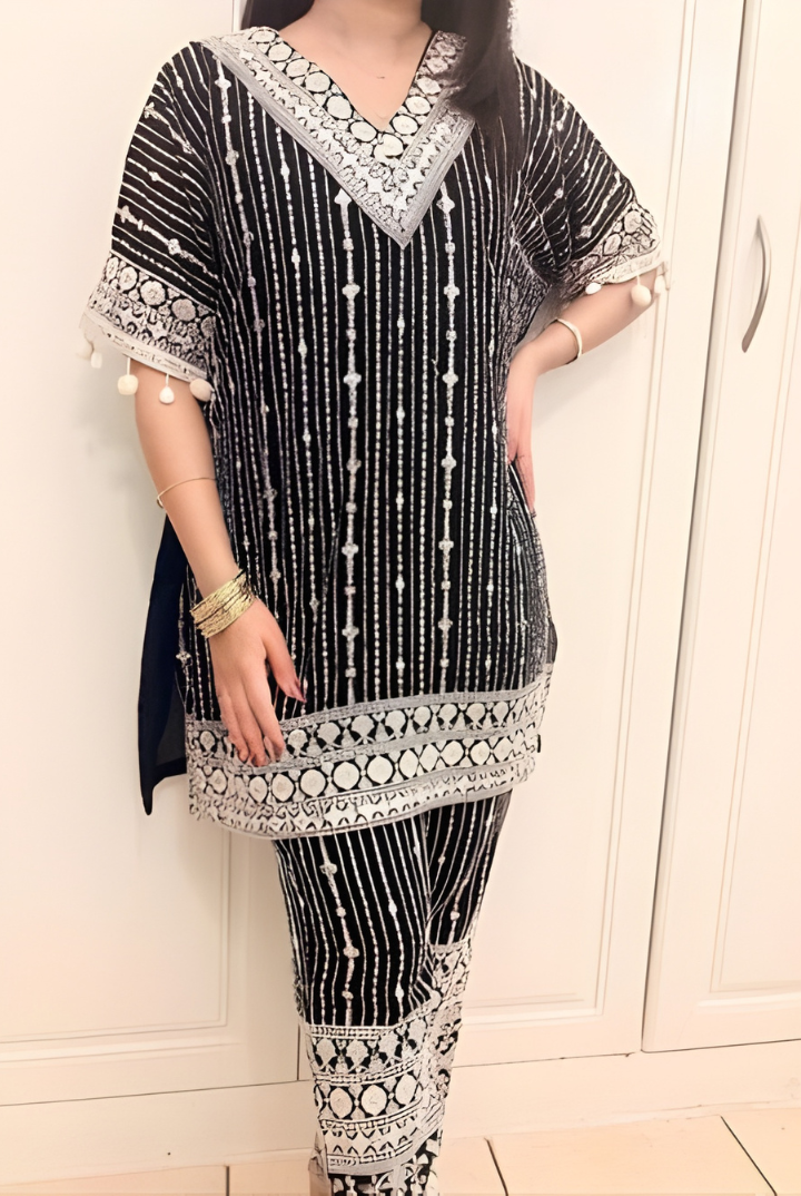 Elegant Black Embroidered Co-ord Set
