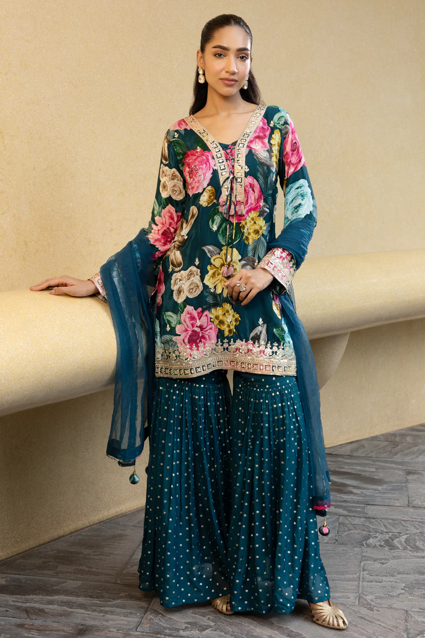 LEENA Sharara Set (Blue)