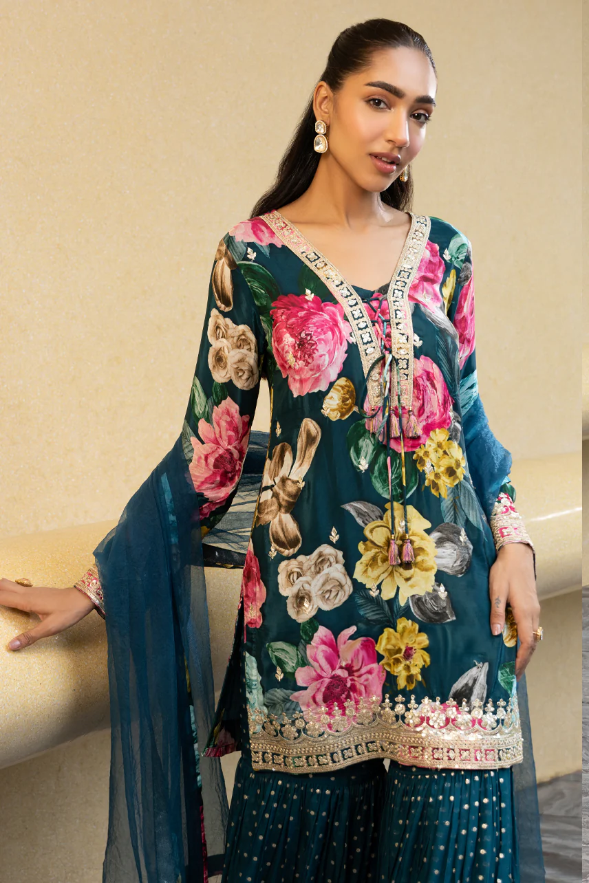 LEENA Sharara Set (Blue)