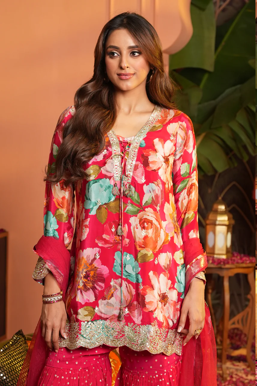 LEENA Sharara Set (Red)