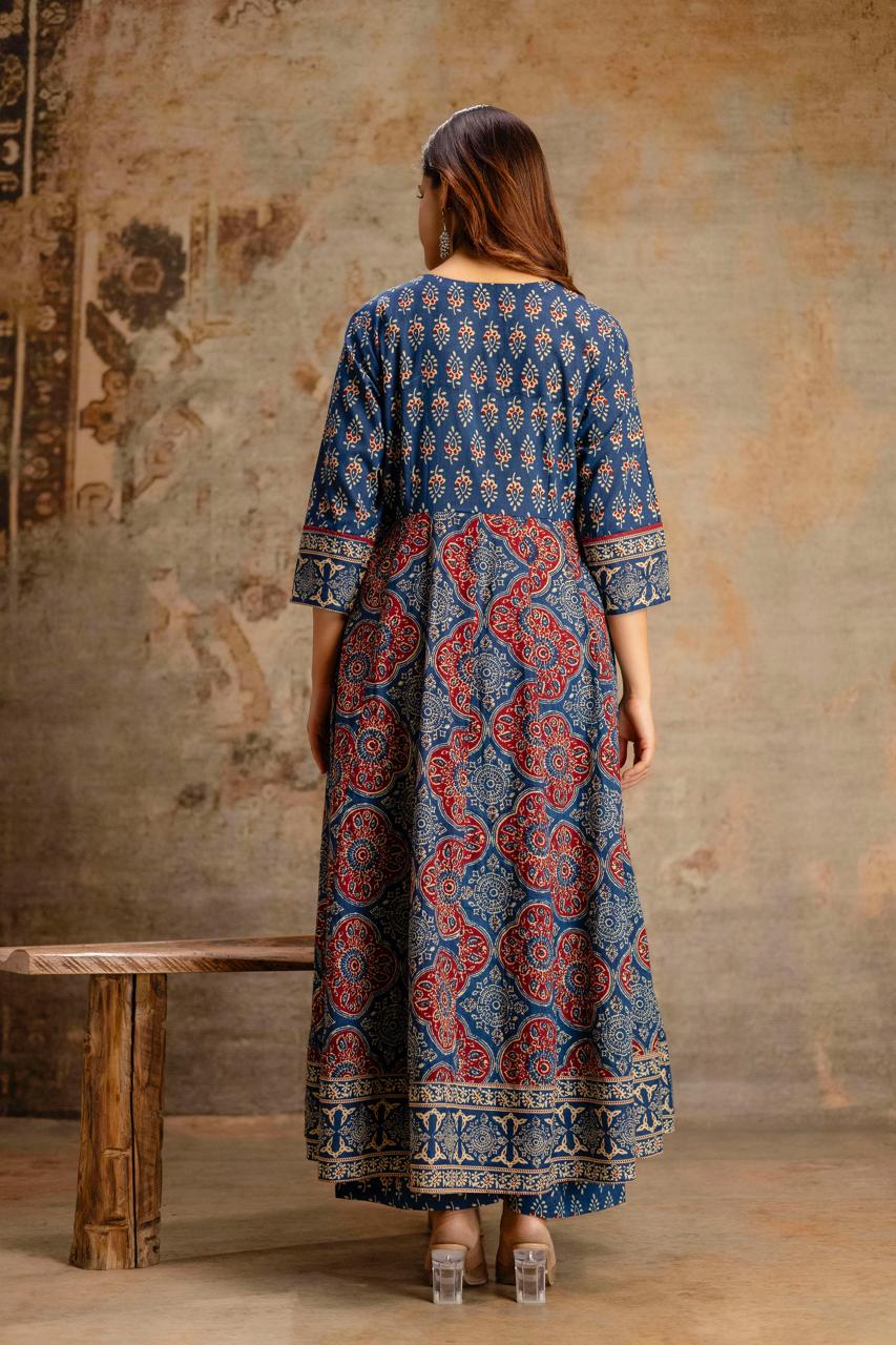 Anarkali Ajrakh Set