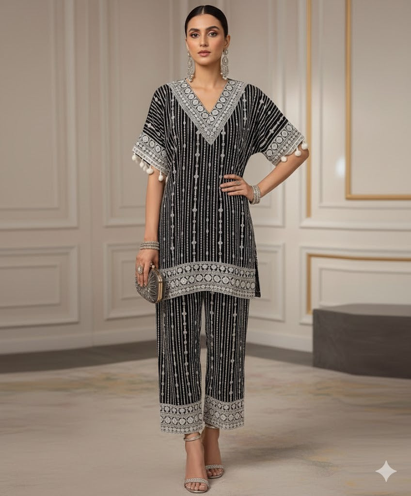 Elegant Black Embroidered Co-ord Set