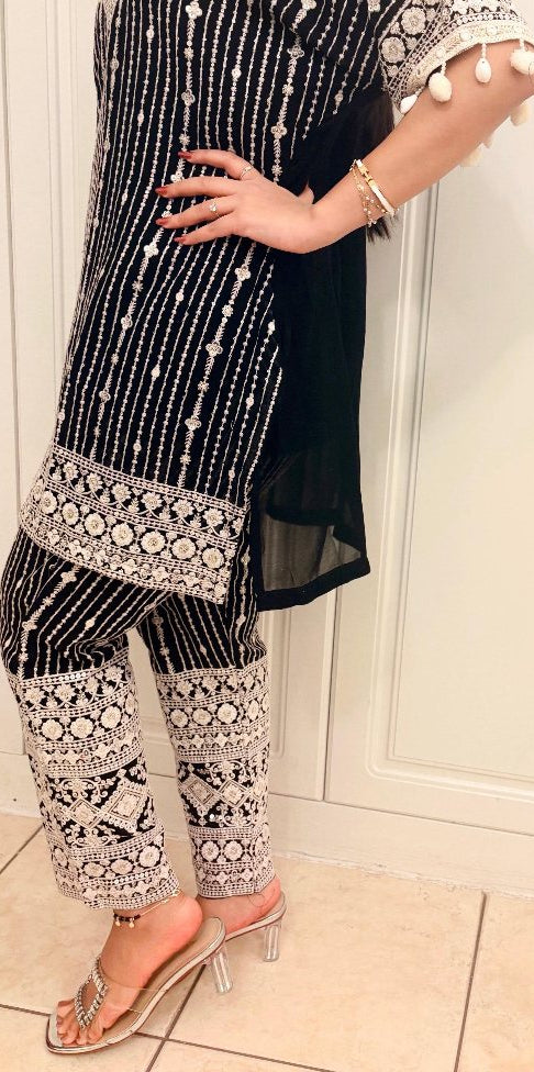 Elegant Black Embroidered Co-ord Set