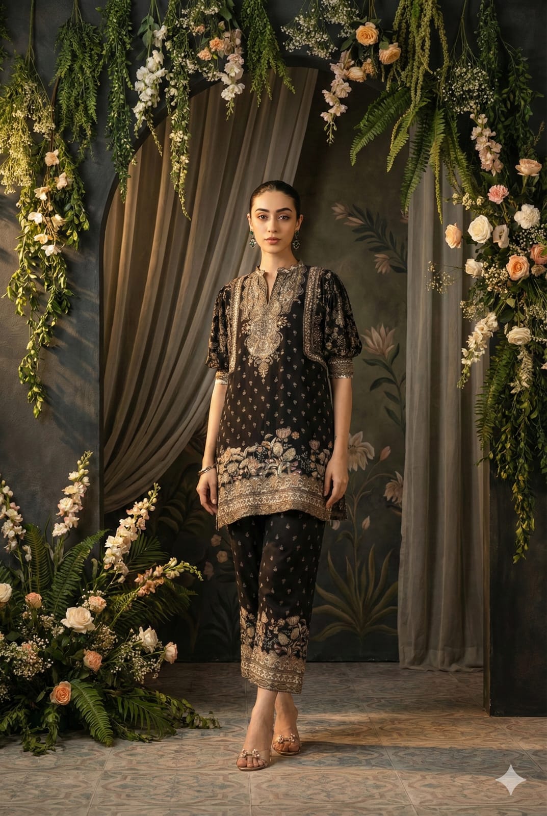 Midnight Bloom Crepe Set