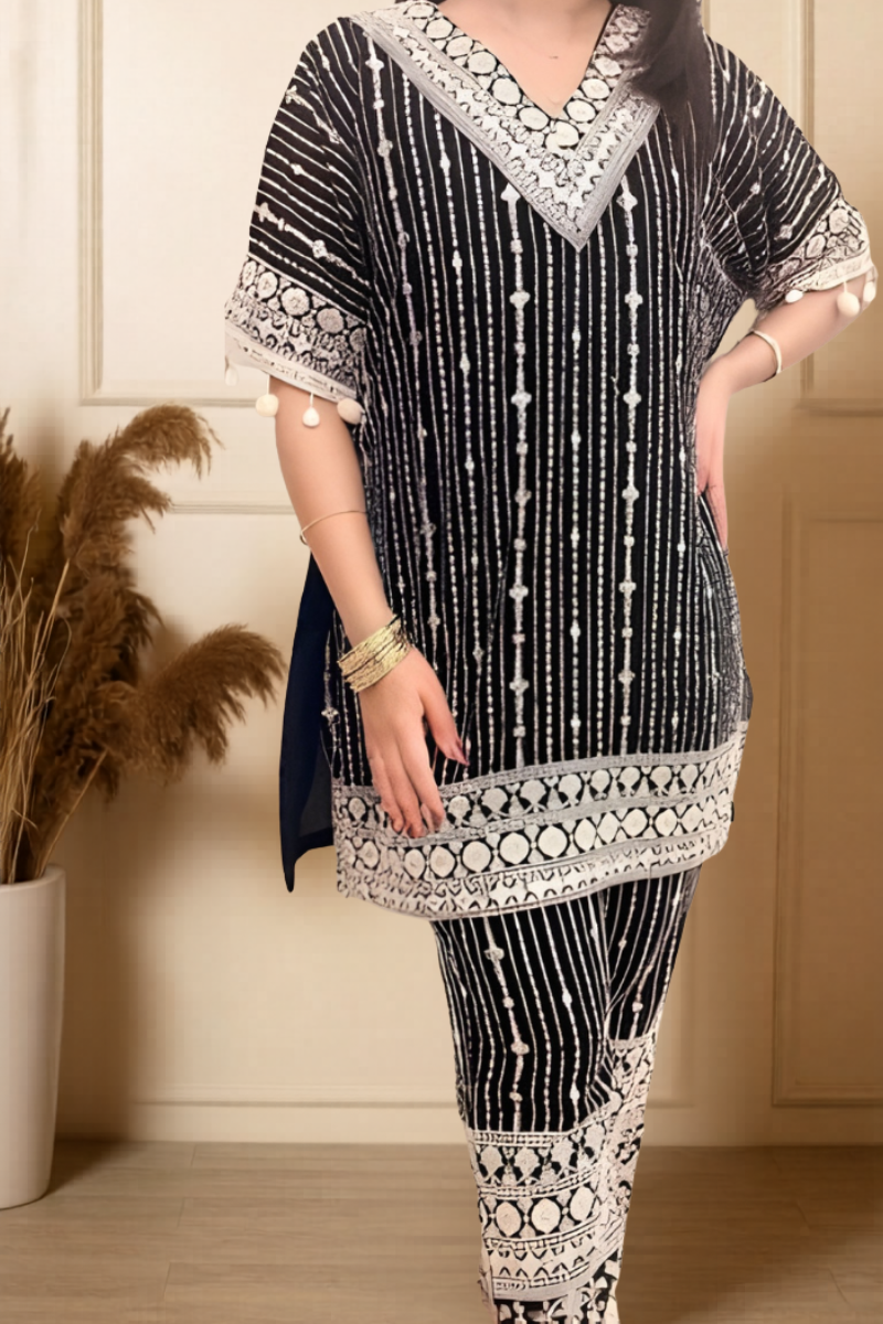 Elegant Black Embroidered Co-ord Set
