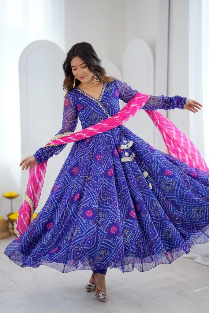 SAANVI Bandhani Anarkali