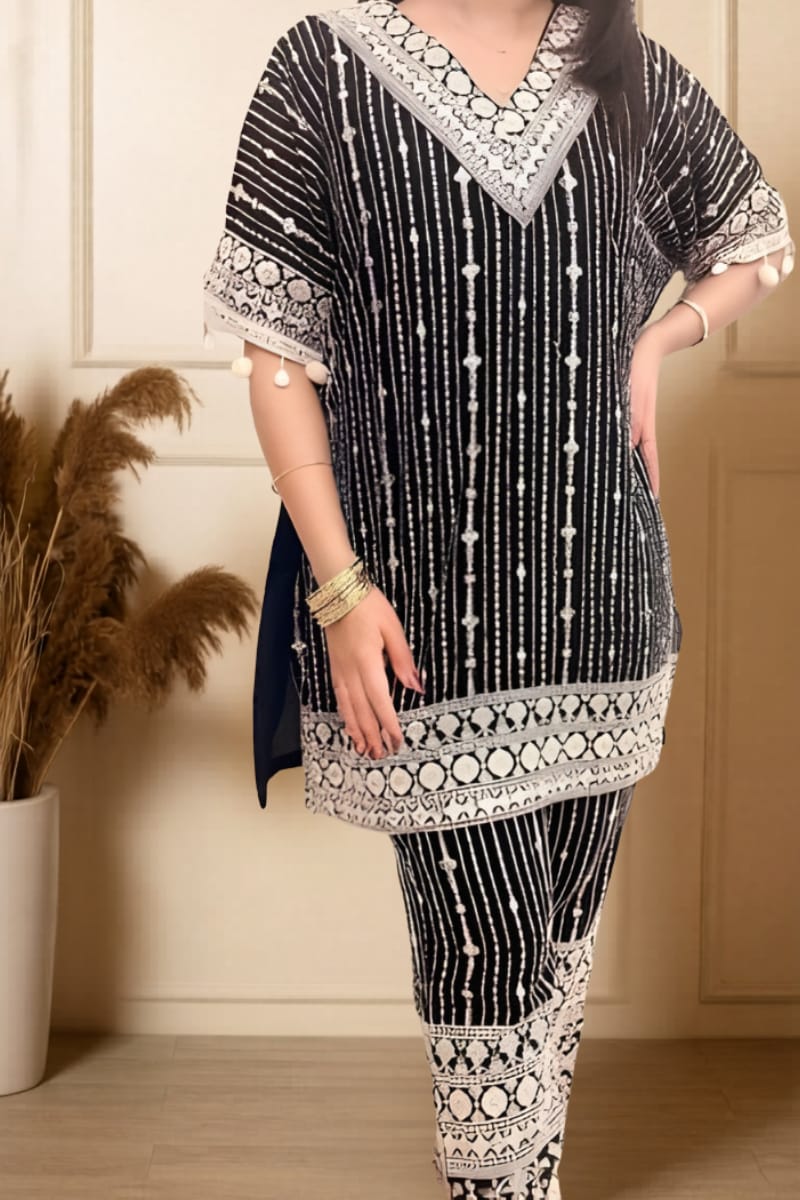Elegant Black Embroidered Co-ord Set