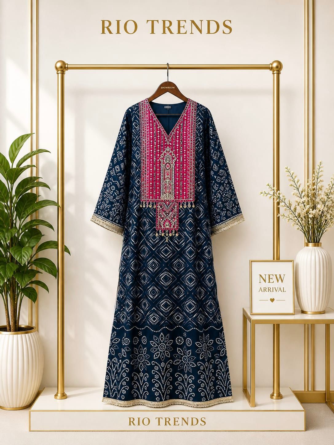 Bandhani Print Kaftan – Indigo Blue